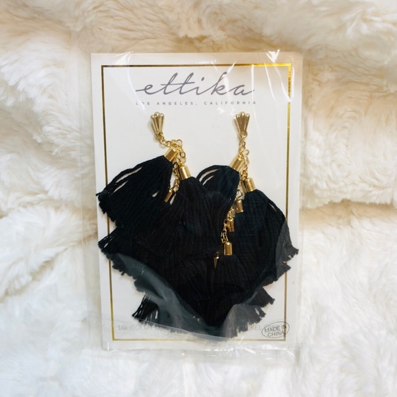 ETTIKA Day Dreamer Tassel Earrings (BLACK) - Picture 1 of 2